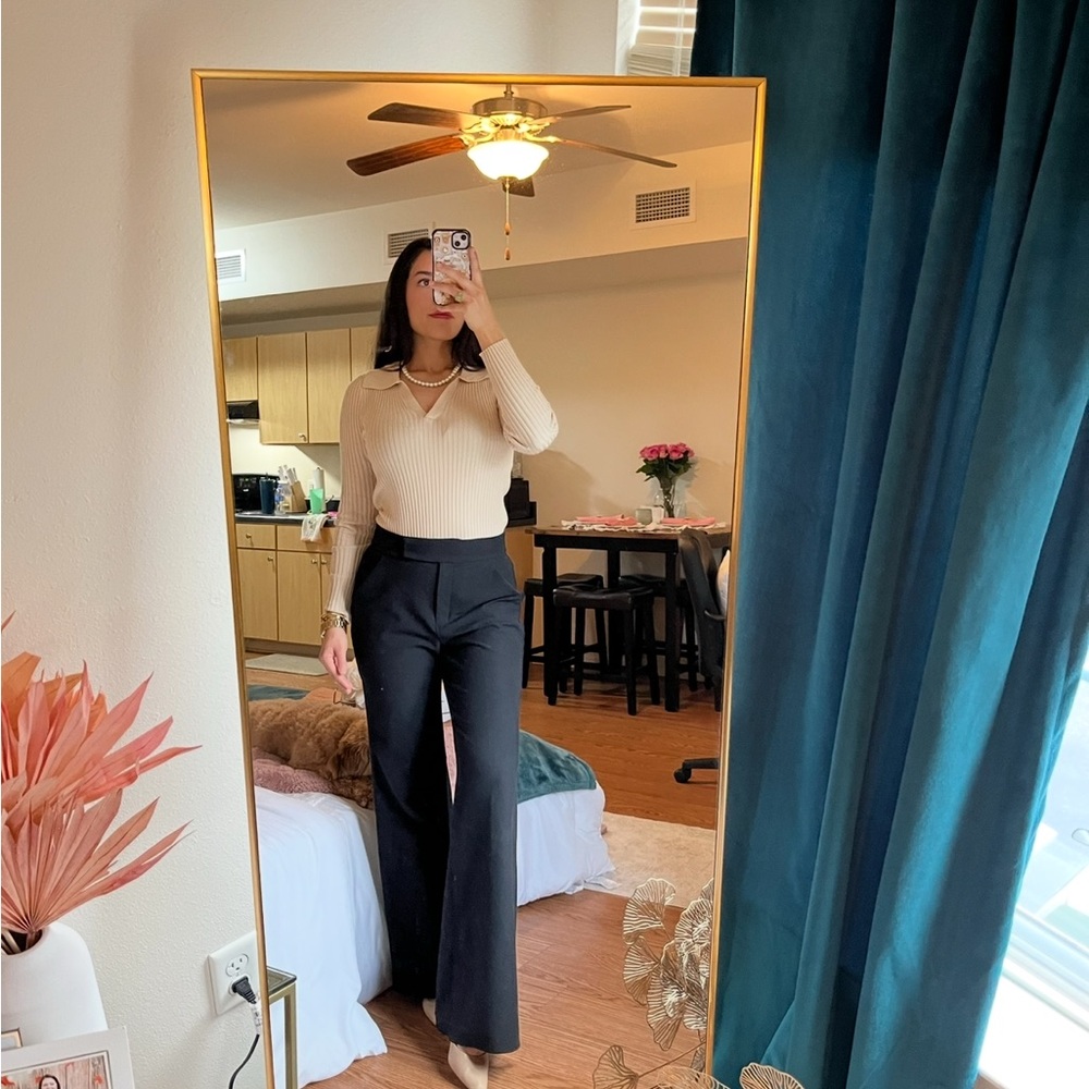 Black straight leg pants